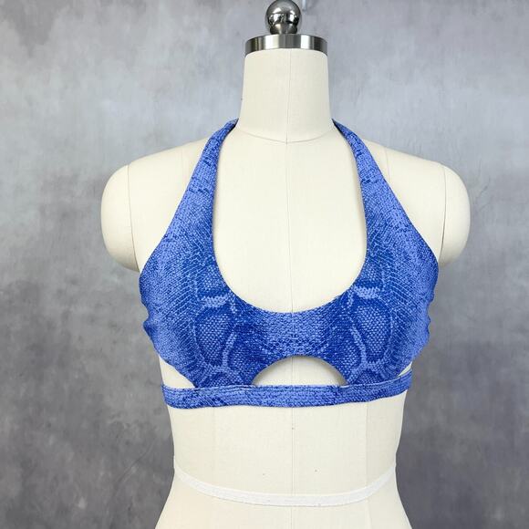 Victorias Secret Halter Bikini Top Large Snakeskin Print Pool Festival Beach - Picture 1 of 7